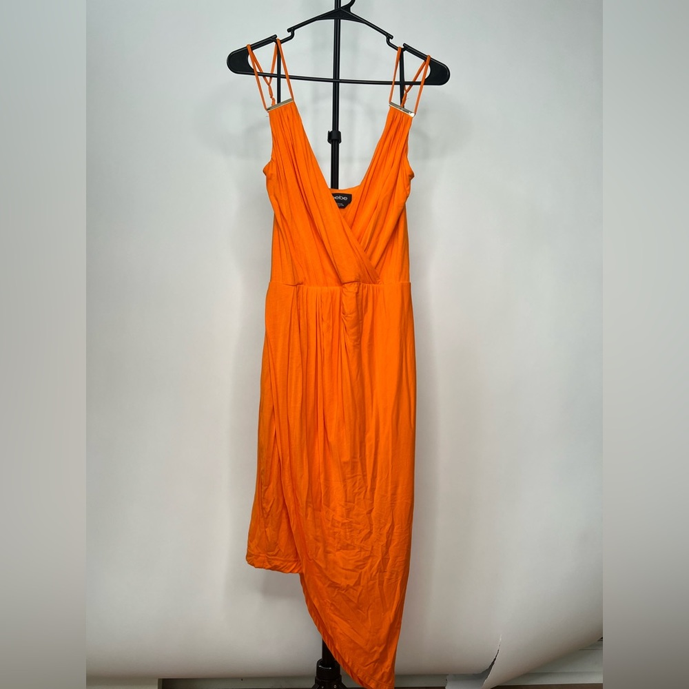 Orange wrap Dress - BEBE- size small